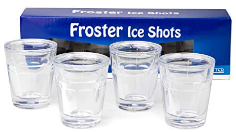 Froster Ice Shots – Set di 4 Bicchieri da Shot, da Vodka, 50 ml, Doppia Parete, Vetro Acrilico, Regalo per gli Uomini