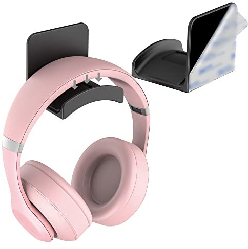 HomeMount Headphone Stand Headset Holder - Adhesive Gaming Headphone Hanger Hook Desk Mount for Most Headphone & Controller (Black)