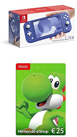 Nintendo Switch Lite, Standard, Blau eShop Card | 25 EUR Guthaben | Download Code