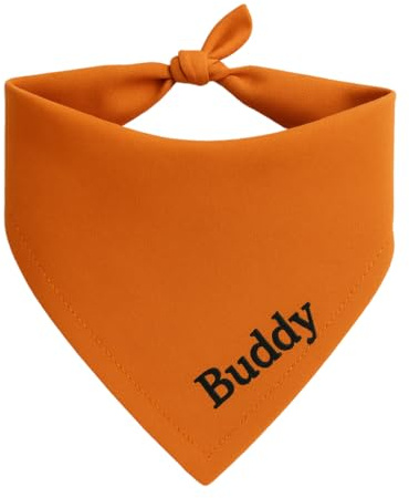 Personalisiert Hunde Bandana, Verstellbare Hunde Dreiecks Halstuch Wunschname, Gestickt Name des Hundes, Baumwolle Kopftücher Hundehalstuch Dreieckstuch, Dog Bandana (L, Orange)