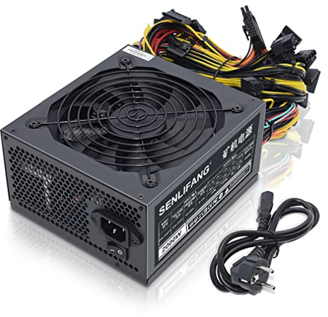 Alimentation minière 2000W, ATX PC Antminer PSU Prend en Charge 8 GPU pour Bitmain Ethereum Bitcoin Miner Rig, Power Supply Livré avec Prise européenne