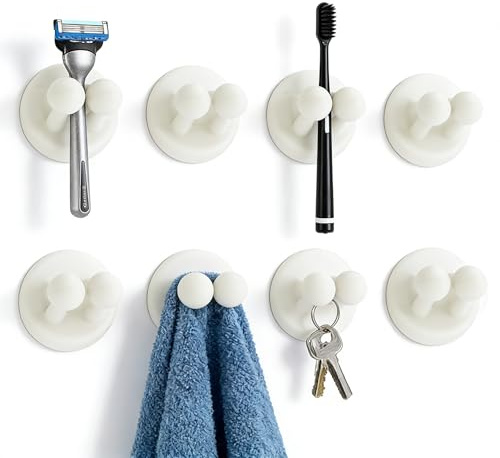 8 Stück Toothbrush Holder Weiß Elektrische Zahnbürste Halterung 4.5CM Zahnbürstenhalter Saugnapf Rasierer Halter Kein Stanzen Geeignet für Zahnbürste Handtuch Rasierer Badekugel