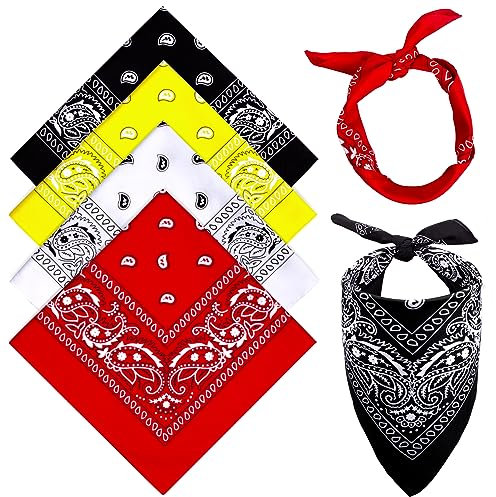MELLIEX 4 Stück Bandana Kopftuch Damen und Herren, Paisley Halstuch Dreickstuch Schal Pirat Cowboy Tuch Nickitücher, 54 x 54 cm