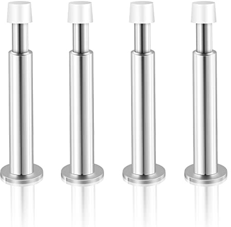 KOLAKO Topes de Puerta, Pack de 4 Topes de Puerta para Zócalos, Topes de Puerta de Patio Exterior Montados en Pared con Extremo de Tope de Goma, Tope de Puerta Ajustable Alto y Resistente a Prueba de