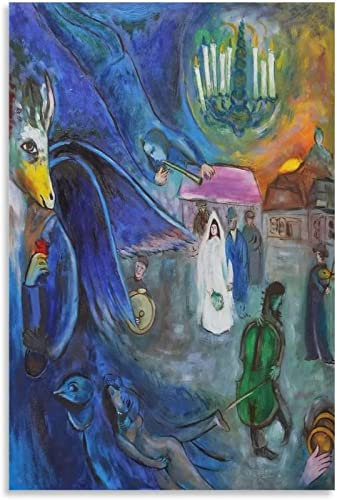UDERUI Marc Chagall Poster《Die Hochzeitskerzen》Wandkunst Marc Chagall druckt Marc Chagall Leinwandgemälde für zu Hause Wanddekoration Bild 50x70cm Kein Rahmen