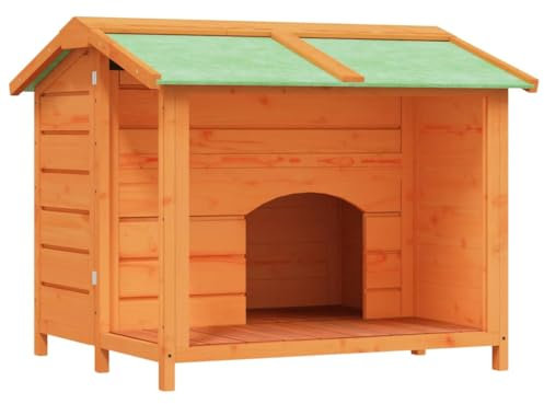 vidaXL Hundehütte, Hundehaus mit wasserfestem Dach, Kleintierhaus für Haustiere, Hundehäuschen Hundehöhle Outdoor, Braun 96x87x80,5cm Massivholz Kiefer