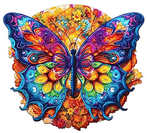 Holzpuzzle Erwachsene, 300 Teile Mandala Schmetterling Holz Puzzle Erwachsene, 40x35.8cm Wooden Puzzle, Unregelmäßige Einzigartige Puzzle, Holzpuzzle Tierform, Holz Puzzle Mit Geschenkbox Aus Holz