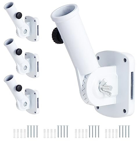 Coolty 4PCS Flag Pole Holder Multi-Position Flag Pole Mounting Bracket Adjustable Aluminum Alloy Flagpole Holder Bracket, 1 Inner Diameter(White)