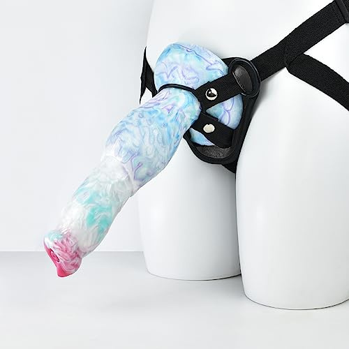 Bad Dragon - Jonny Monster Dildo Strap-on Dildo Analplug realistischer Silikondildo mit Saugnapf Sexspielzeug Unisex vaginal und anal Dildo mit Harness Silikonhose (Ice Dragon, Black)