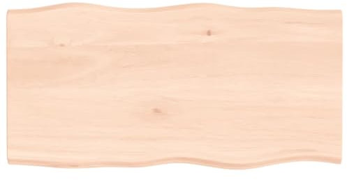 INLIFE Tablero de mesa 100 x 50 x 2 cm, madera maciza de roble sin tratar, borde de árbol, 8,1 kg, 363884
