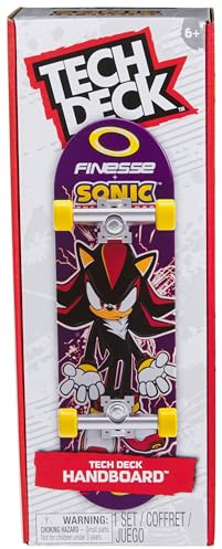 Tech Deck, Finesse X Sonic The Hedgehog Handboard; Mini Skateboard Autentici, Giocattoli per Bambini e Bambine da 6 Anni in su (da Usare Solo con Le Mani)