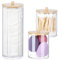 Xialvyu 3 Pcs Cotton Pad holder, Cotton Bud holder with Wood Lids, Dust-proof and Moisture-proof Cotton Pad Dispenser, Cotton Pads Holder for Bathroom Vanity Bedroom Cosmetic Cotton Bud Organizer