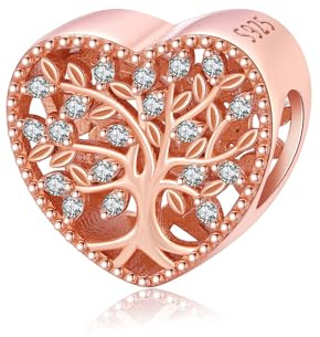 Pandora Charm Arbre de Vie Perle Arbre Cœur Charm Or Rose Famille Cadeau pour Bracelet Collier pour Femmes Filles Mère