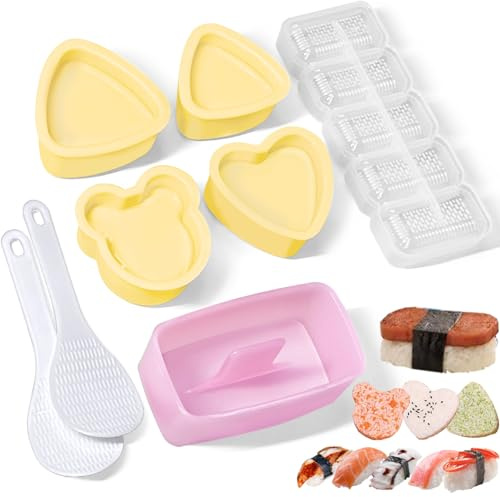 TAORISH Onigiri Mold, 8 Pcs Rice Mold Musubi Maker Kit, Musubi Maker Press Mold, Classic Triangle Rice Ball Mold Maker Sushi Mold for Kid Lunch Bento, Home DIY, Standard
