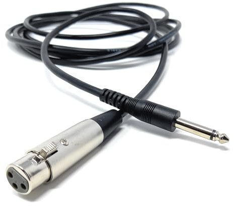 DRUT 3m 6.35mm Mono Jack Plug to XLR Socket Female Microphone, Mic, Music Instruments, Audio Cable, TS (1/4 inch) Lead 10ft