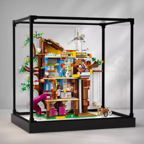 Acrylic Display Box for Lego 41703 Friendship Treehouse Model, Transparent Dustproof Display Box, Compatible with Lego 41703 Construction kit (Model not Included) (White Base)