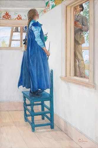IPLUPJDY Leinwand Poster Wandbilder GemäLde Kunst Bilder Kunstdruck Leinwand Suzanne malt Eine Friesdekoration von carl larsson Leinwand Wandkunst poster für Wohnzimmer-Dekor 60x90cm
