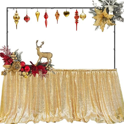 Adjustable Over The Table Metal Rod With Clamps 13''-42'' Tall 29''-98'' Length Arch Stand for Balloon Flower Decorations - Wedding Birthday Halloween Party Christmas (Black)