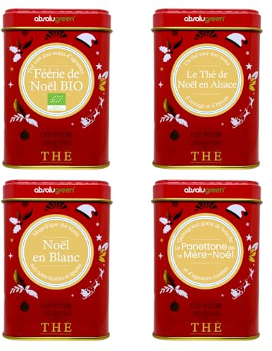 absolugreen - Sélection de Thé de Noël - 4x Boîte Métal 80g - Comptoir Français du Thé