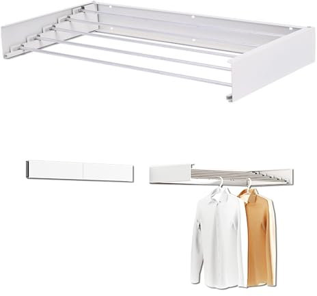 YUQIWKK Wandtrockner 80 X 40 cm, Wand Wäschetrockner Ausziehbar, Wäscheständer Klappbar, Wäscheständer Wandmontiert für Balkon Wäsche Badezimmer Schlafzimmer, Platzsparend Kompakt