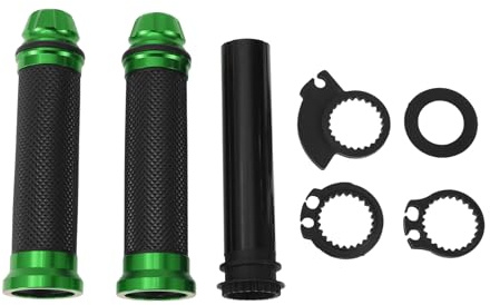 Partuto 7/8 22mm 15/16 24mm Motorcycle Hand Grips Cover Kit Aluminum Alloy Rubber Handlebar Grips for Motorcycle Scooter Bicycle ATV Black Green 1 Set