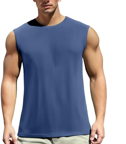 Camiseta de tirantes blanca para hombre, verano, seda helada, rejilla de oxígeno, transpirable, deporte, ocio, media manga, camiseta interior transpirable, azul oscuro, 5XL