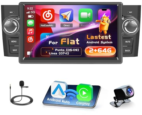 Inefala 2+64G 7'' Android 15 Radio per Fiat Punto