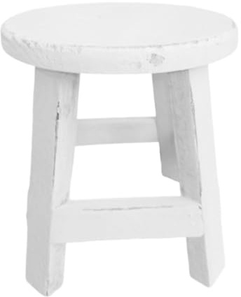Fenteer Tabouret en Bois pour Plantes et Pots de Fleurs, Rond et Rustique, Petit présentoir pour Fleurs, pour Jardin, Bureau, Table, décoration de la Maison, Blanc