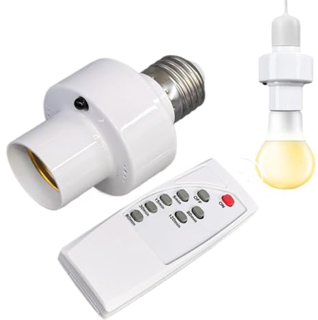 Generisch Funksteckdose Für Lampen - E27 Fassung Mit Fernbedienung,Mit Zeitschaltuhr Und Drahtloser Schaltung Für Schlafzimmer Garage Kleiderschrank Treppenhaus Dachboden