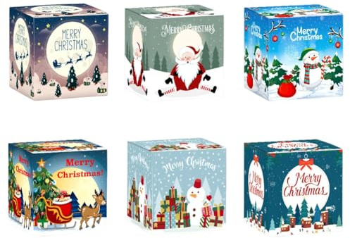 GreatRise 6 Stück Weihnachten Geschenkboxen, 7×7×7cm, Kleine Geschenkkarton mit Deckel Würfel Geschenkschachtel Weihnachtsboxen für Süßigkeiten Kuchen Schokolade Geschenkverpackung #A