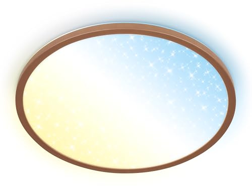 BRILONER - Panel LED con mando a distancia, regulable, cielo estrellado, CCT blanco cálido a blanco frío, panel LED techo, salon, plafones para techo, 37,5x4,5 cm, café