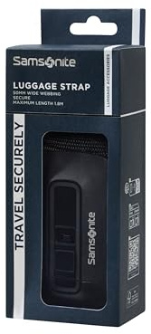 Samsonite TA Revolution – Gepäckgurt 50mm, Verstellbar & Robuste klick-Schnalle, Sicheres Kofferband für Reisen, Schwarz