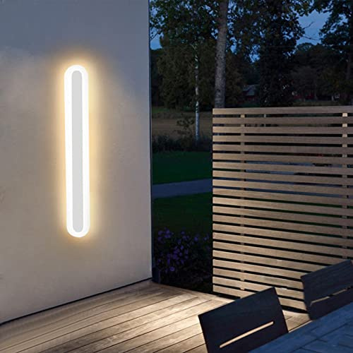 DOIBG Wall Lamps Sconces White Outdoor Led Wall Lights Indoor Long Warm White 3000K Wall Lights Ip65 Waterproof Metal Wall Sconce Lamp Bedside Decoration Background Linear,80Cm-30cm