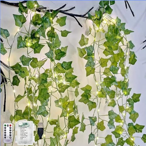 HHMTAKA Vines with Fairy Lights 10M 100LED Remote Battery/USB Operated