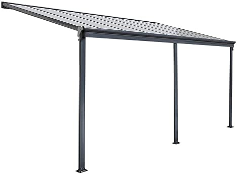 Home Deluxe - Terrassenüberdachung Solis - Grau - B/T/H: 557 x 303 x 226/278 cm - inkl. Hohlkammerplatten, Montagematererial I Carport Pavillion Pergola