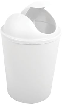 MSV - AKO Abfalleimer mit Klappdeckel - 5,5 l Fassungsvermögen - Kompaktes und praktisches Design - Ideal für Bad oder Küche - Weiß - Einfache Bedienung