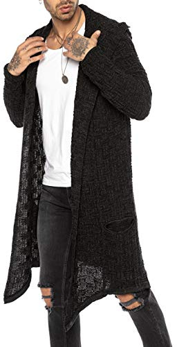 RED BRIDGE Cardigan Lungo Asimmetrico Oversized Giacca con Cappuccio Uomo Manica Lunga