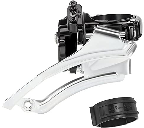 CYSKY Bike Front Derailleur 3 Speed Clamp on 34.9mm with Adapter for 31.8mm, Support Top or Bottom Pull Routing for MTB Road Bike