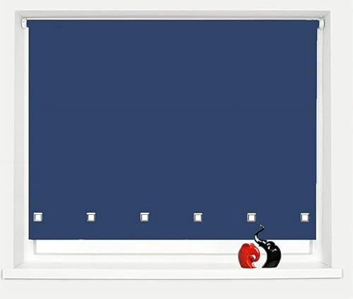 Square Eyelet Light Filtering Roller Blinds, Navy Blue (W 120cm x H 165cm)