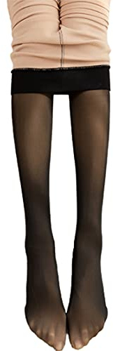 FEIFEI'S BOW Women Magic Extra Thick Warm Winter Double Lined Stretch Thermal Fleece Tights (UK, Alpha, One Size, Regular, Regular, Black with fleece)