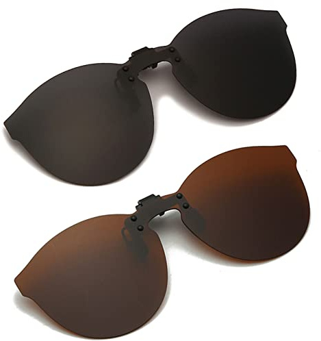 YAMEIZE Polarisierte Clip Sonnenbrille UV400-Schutz Randlose Gläser für Damen Herren Clip on Brille Fahren im Freien
