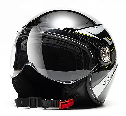 JATIBOSH Schutz Vor Wind Und Regen Retro Halbhelm, UV Protective Motorradhelm Herausnehmbar Vintage Rollerhelm, Weich Und Bequem Jethelm Helm, Herren Damen Outdoor ECE Zertifiziert