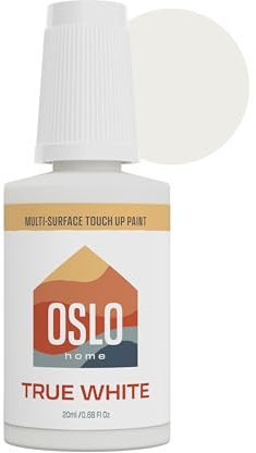 Oslo Home Touch Up Paint, True White, 20ml, Matte, w/brush in bottle, Quick drying, for Home, Kitchen cabinets, Walls