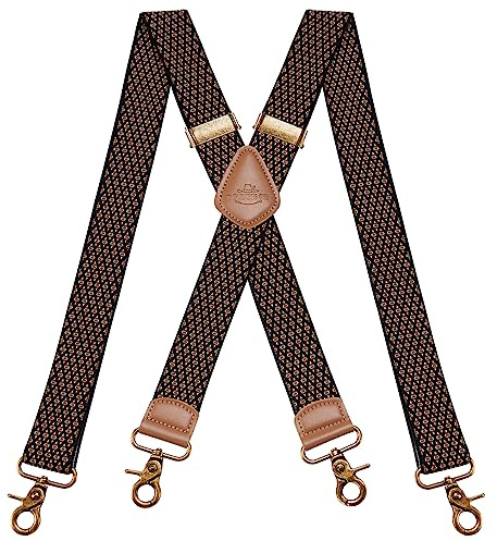 Dresime Hosenträger für Herren Breit X Form 3.5 CM mit 4 starken Haken-Clips, Durable Elastic Verstellbare Hosenträger für Männer und Damen