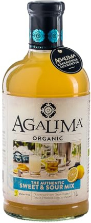 Agalima Organic Authenic Sweet & Sour Drink Mix, All Natural, 1 Litre Glass Bottle, Individually Boxed