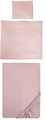 roba Babybettwäsche Lil Planet 80 x 80 cm - 2-teiliges Bettwäsche Set - Bio Baumwolle - GOTS und Oeko-Tex 100 Zertifiziert - Rosa/Mauve Spannbettlaken Lil Planet 40 x 90 – 45 x 90