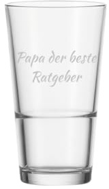 LUXENTU XL Trinkglas mit Gravur, Name horizontal, 550 ml, 1 Stück | Personalisierte Longdrinkgläser mit Namensgravur für Geburtstage & Events, Spülmaschinenfest