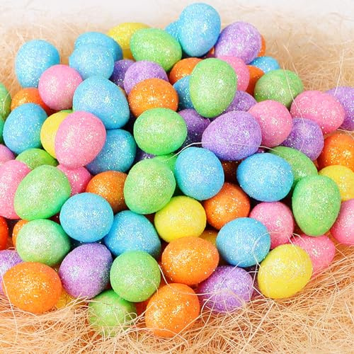COLOFALLA 180 Stück 1.5x1.8 cm Mini Ostereier Pastell Schaum Osterdeko Ostereier zum Befüllen Oster Deko DIY Ostereier Mit Fake Nest Oster Tischdeko