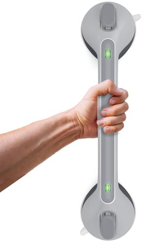 LORESJOY Dusche Ohne Bohren,Haltegriffe für Senioren 43cm, Badewannengriff, Portable Mobiler Haltegriff Bad mit Saugwarnung, Wannengriff Saugnapf, Duschgriff Saugnapf(16in)