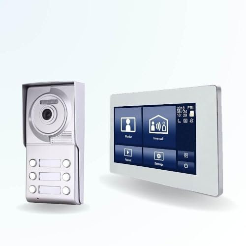 BT Security Portier interphone vidéo Neo 2 Fils - 6 Appartements - 6 écrans tactiles connectés 7 Blanc